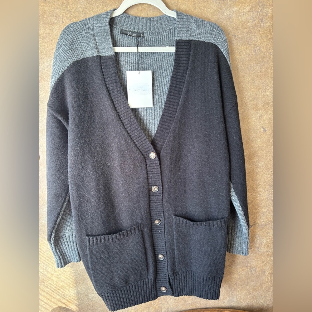 Dèluc 🩶🖤two tone Button-Up Cardigan NWT